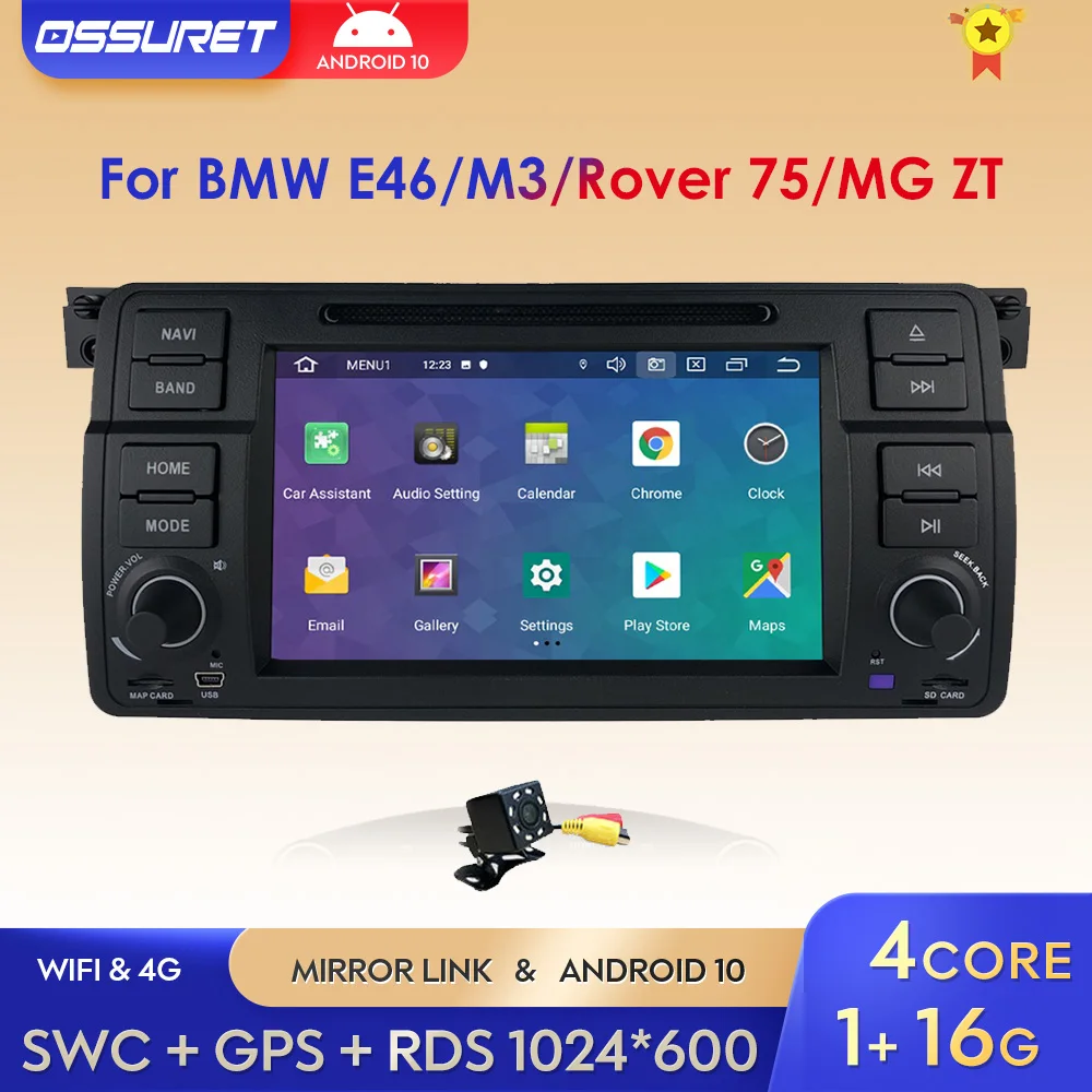 

Автомагнитола для BMW E46/M3/ Rover 75/ MG ZT Android 10, автомагнитола, DVD, мультимедийный плеер, GPS, Bluetooth, RDS, USB, Mirror-Link, Canbus, SWC, FM