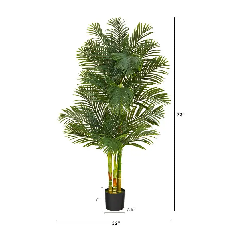

and Bushy Luxury Life-Like Luxurious Life-Like Green & Bushy Artificial Golden Cane Palm Tree - Exquisite Home and Office Decora