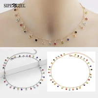 sipengjel bohemian colorful bead pendant necklace for women charms chains tassel clavicle choker necklace wedding jewelry gift