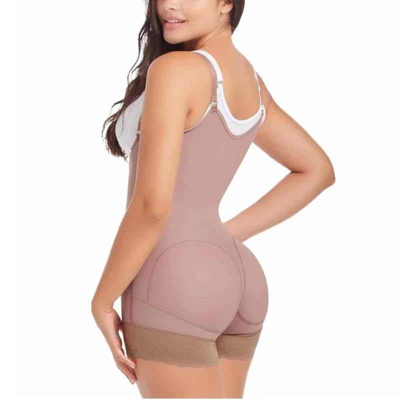 Women'S Bodyshaper Butt Lifter Open Bust Tummy Control Hook And Eye Closure Adjustable Thin Shoulder Strap Lace Shapewear