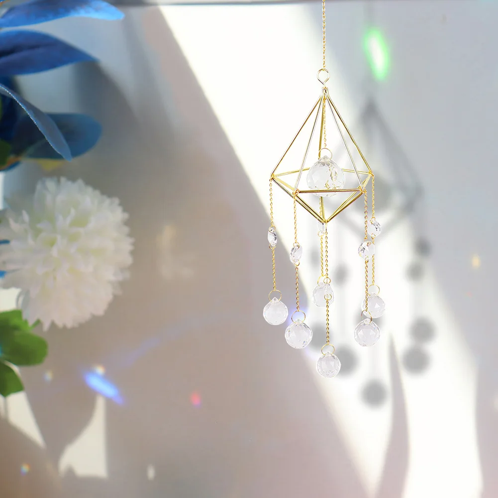 

Crystal Windchimes Home Garden Car Hanging Decoration Craft Lighting Ball Pointed Flower Moon Crystal Rainbow Chaser Wind Chime