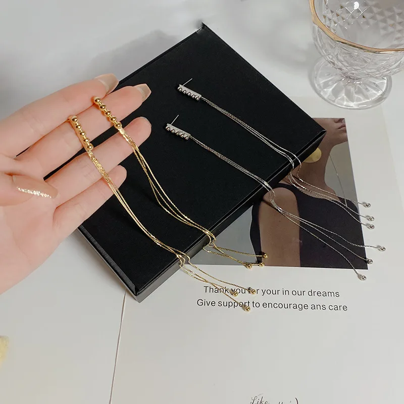 

Super long exaggerated tassel earrings women's 2022 autumn and winter new trendy high-end light luxury niche heavy industry earr