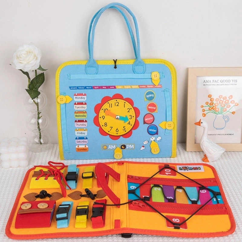 

N80C Sensory Board Toy Baby Life Skill Learning Clock Recognition Playset Montessori Toy Interactive Parent-Child Toy