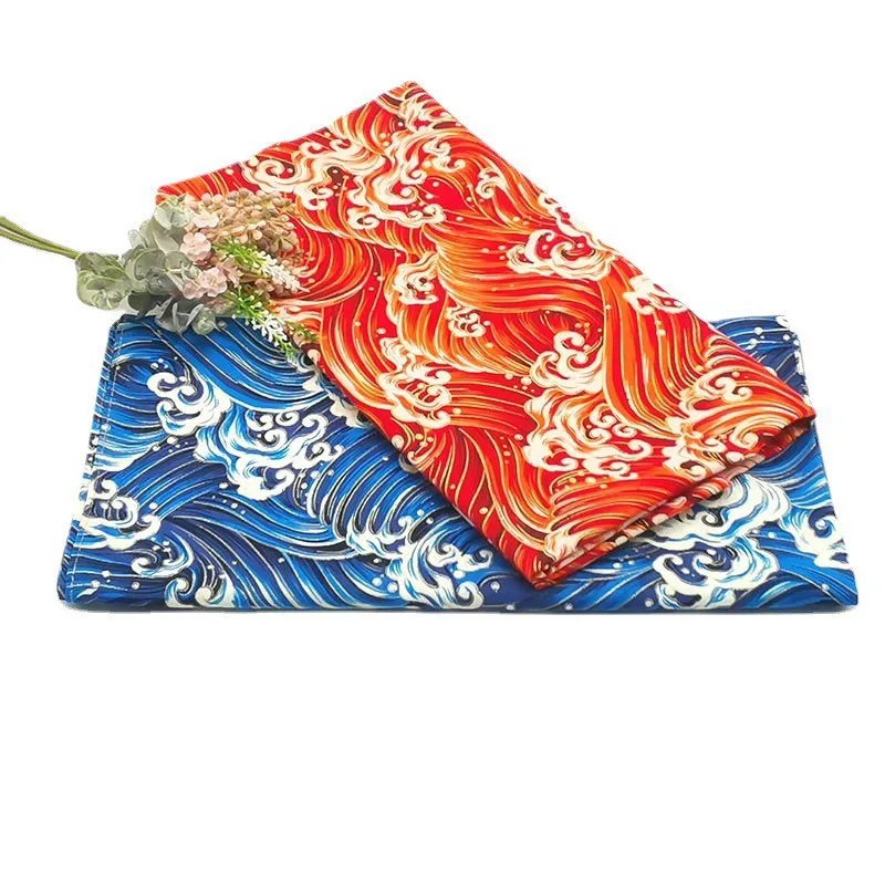 70x70/90x90cm Japanese Handkerchief Furoshiki Double Side Floral Print Bento Gift Wrapping Cloth Square Dust Cover Tablecloth