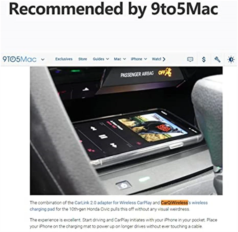 Беспроводное зарядное устройство для Honda Civic 2016-2021 с USB-портом 10-го поколения для хэтчбека Si Coupe Type R, аксессуары 2020 2019 2018 2017.