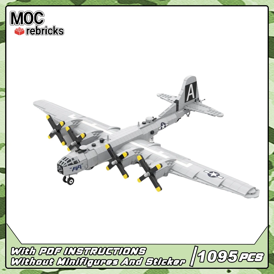 Фото Военные руки серии 1:72 Масштаб B-29 Истребитель MOC Строительный блок Самолет DIY Коллекция моделей Эксперты Кирпичи Игрушки Подарки 1095 деталей №1