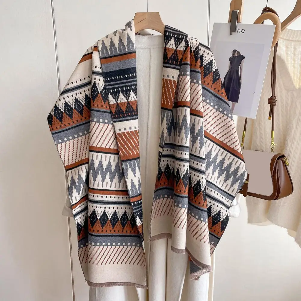 

Elegant Skin-friendly Women Shawl Elegant Black Rhombus Plaid Scarf Soft Breathable Women's Imitation Cashmere Shawl Stylish