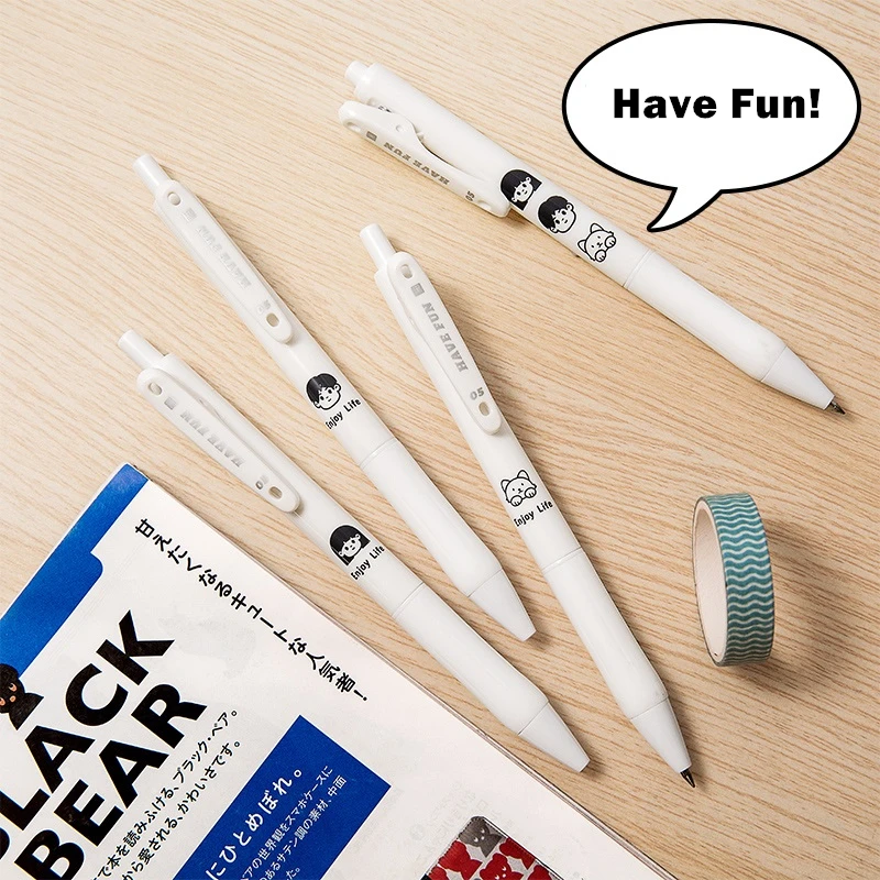 

6pcs Have Fun Gel Pens Set Cartoon Design 0.5mm Ballpoint Black Color Ink for Writing Stationery Office School Student F7020