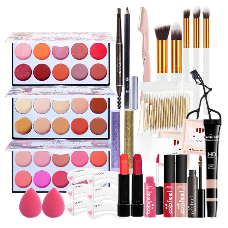 

Makeup Kit Eyeshadow Lipstick Makeup Brush Concealer Powder Puff Eyebrow Pencil Makeup Gift Box Cosmetic Full Sets