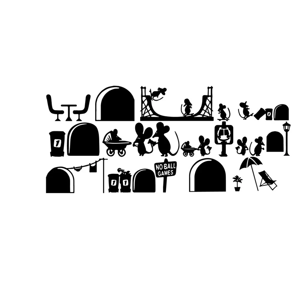 

1 Set Funny Love Mouse Hole Wall Stickers For Kids Rooms Wall Home Decoration Stairs Adhensive Sticker Floor PVC Waterproof