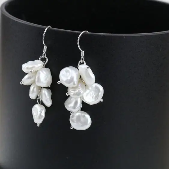 Серьги из жемчуга АА уникального дизайна белые серьги натурального