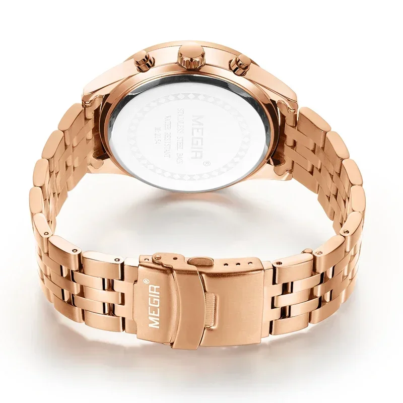 MEGIR New Fashion Mens Watches Chronograph Waterproof Stainless Steel Date Sports Quartz Watch Men Top Brand Luxury Wristwatch