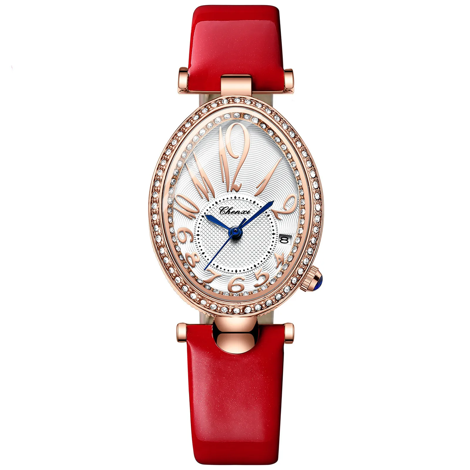 

Luxury Women's Watch Women's Leather Strap Women's Live Broadcast Popular Watch Fashion Diamond Oval Clock