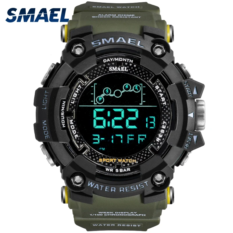 

Mens Watch Military Water resistant SMAEL Sport watch Army led Digital wrist Stopwatches for male 1802 relogio masculino Watches