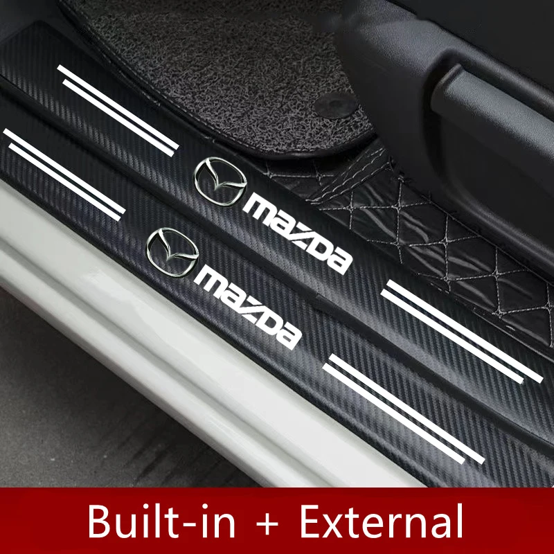 

4pcs Carbon Fiber Door Sill Protector Leather Vinyl Stickers For Mazda 3 bk bl 323 Axela Atenza CX-3 CX-4 CX5 CX-7 Accessories