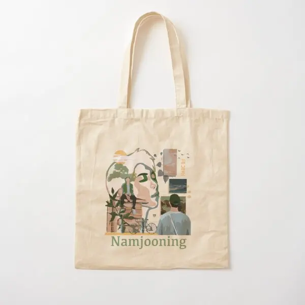 

Namjooning Cotton Canvas Bag Shoulder Bag Travel Shopper Fabric Ladies Women Grocery Unisex Fashion Handbag Designer Printed