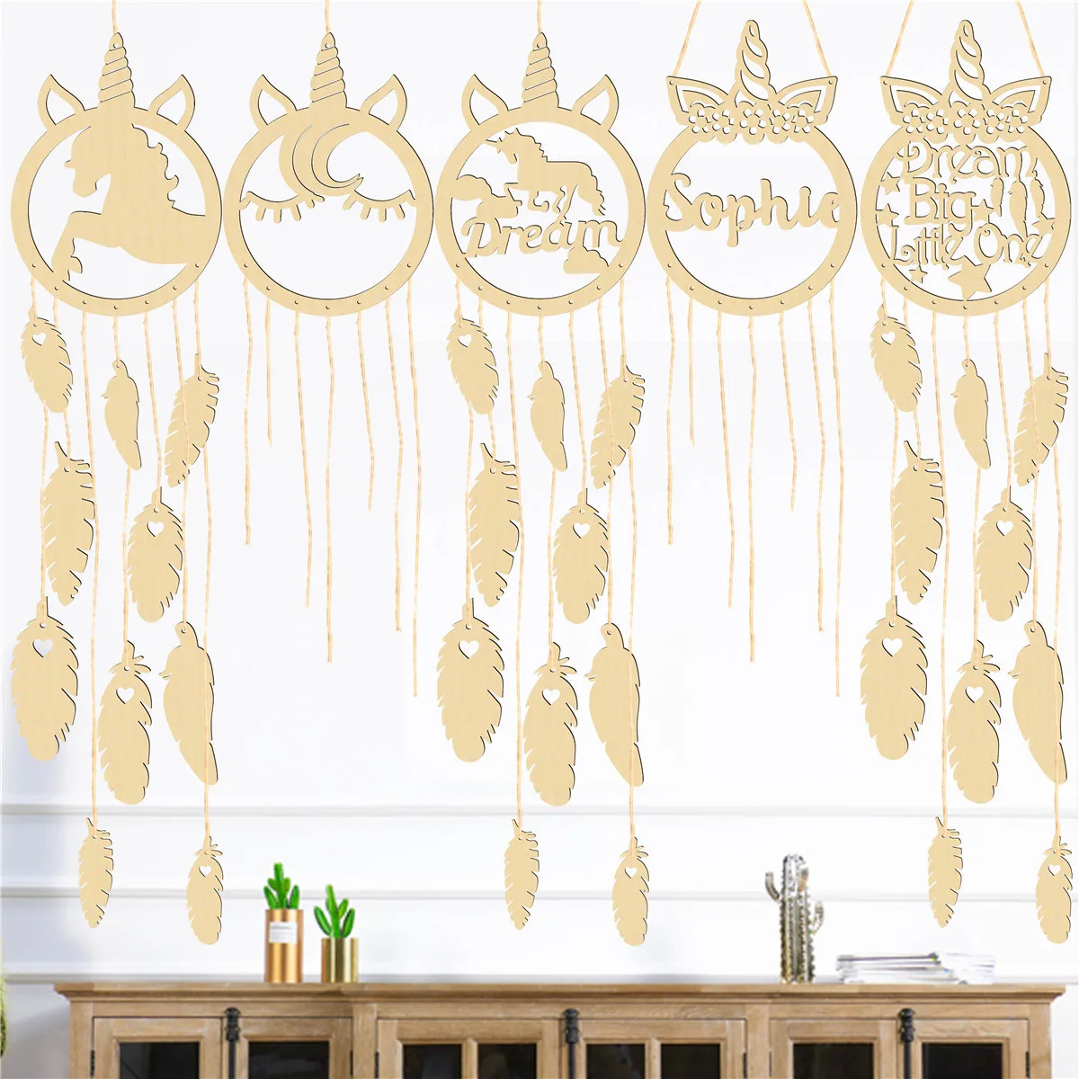 

Новые деревянные поделки, полые креативные Мультяшные буквы, кисточка, Ловец снов, магазин, украшение комнаты