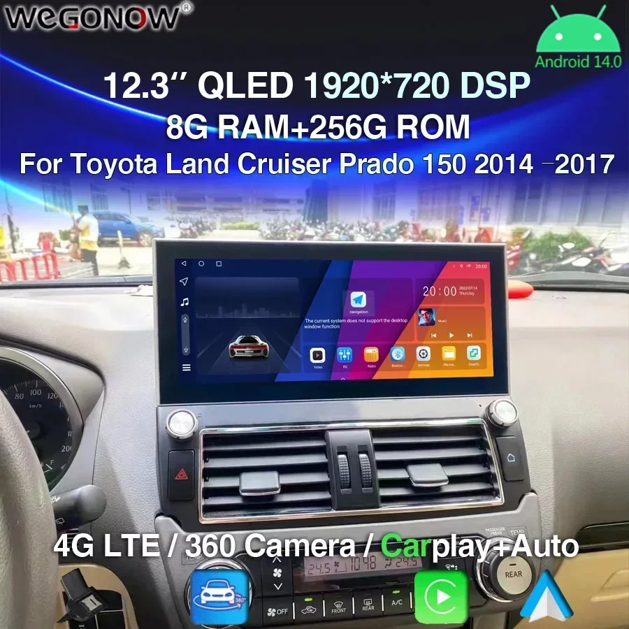 1920*720 Carplay 8G + 256G Android 14 автомобильный DVD-плеер GPS WIFI Bluetooth 5 0 RDS радио для Toyota Land Cruiser