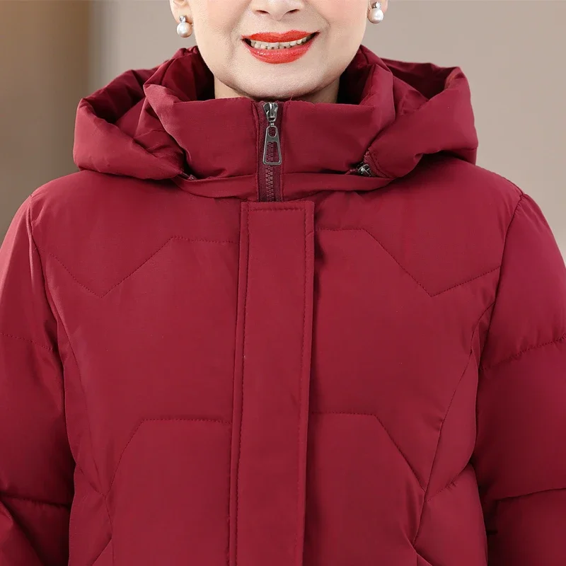 Зимние куртки женские парки с капюшоном 2024 элегантная толстая теплая женская