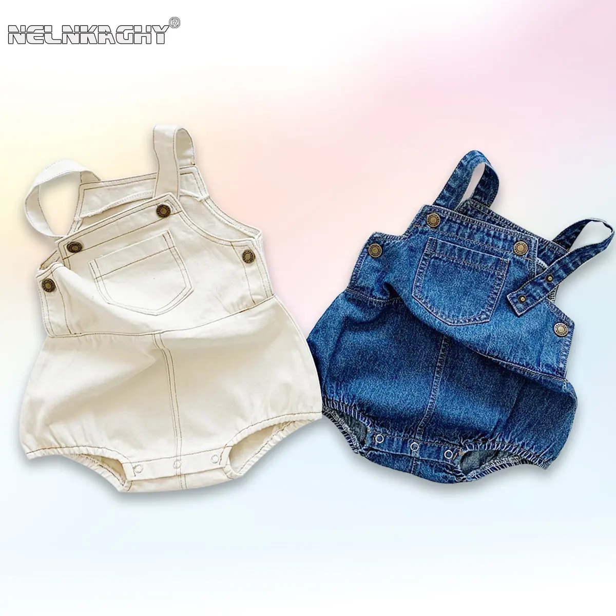 2023 new in summer infant newborn girls boys sleeveless solid denim overalls outwear kids baby jumpsuits cotton bodysuits