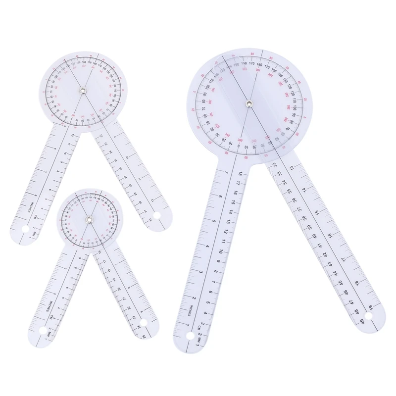

3Pcs/Set Spinals Goniometer Protractors Userful Multi-Ruler Goniometer Angle Spinal Ruler 360 Degree 180 Degree