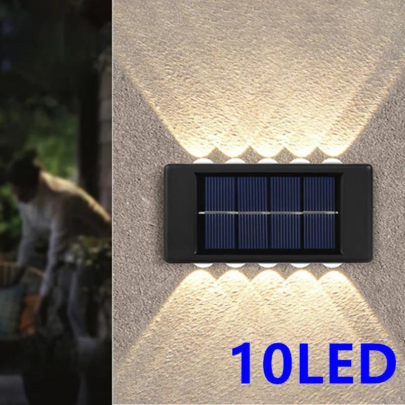 10 LED Solar Outdoor Garden Light Up and Down Glowing Atmosphere Wall Lamp Courtyard Street Landscape Garden Decorative Light