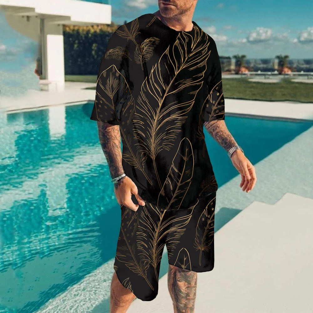 

Комплект из 2 предметов: Гавайская футболка с принтом кокосового дерева и коротким рукавом