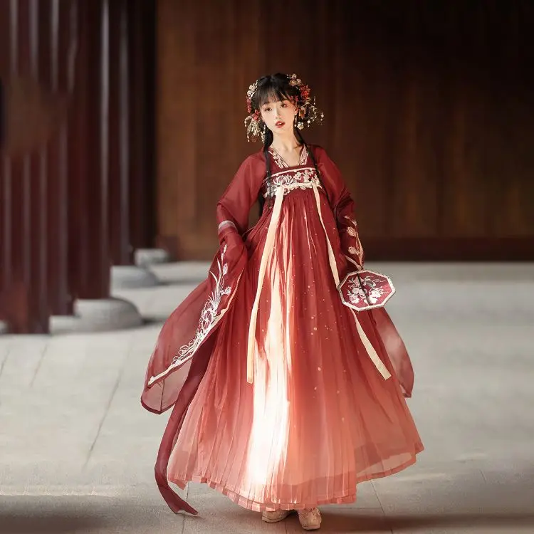 Новая вышивка Hanfu тяжелой промышленности изысканная рубашка с большими рукавами