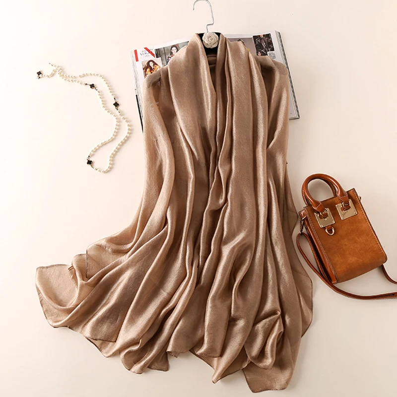 Модный однотонный шелковый шарф ультратонкий солнцезащитный крем женские