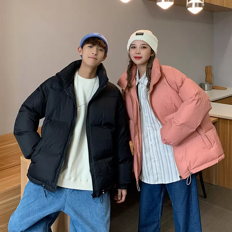 Men Harajuku Solid Color Coat Winter Mens Streetwear Hip Hop Parka Korean Black Warm Thick Jackets Fashion Clothes