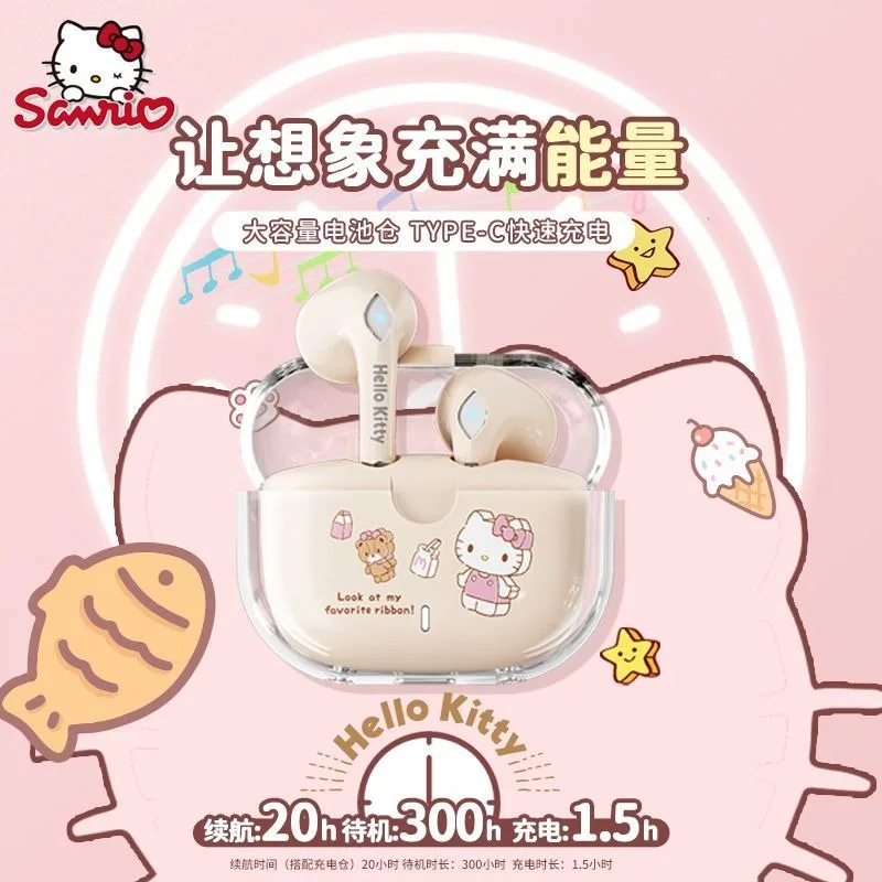 Bluetooth-гарнитура Hello Kitty Kuromi для девочек мультяшная Милая Беспроводная