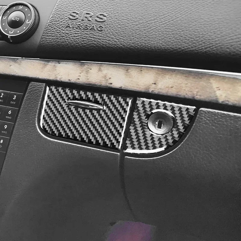 Фото Углеродное волокно для Mercedes Benz E-Class W211 2003-2008, ящик для хранения второй пилота, крышка замка, отделка, аксессуары для интерьера №5