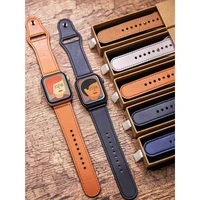 genius leather strap for apple watch band luxury 44mm 40mm 42mm 38mm 45mm 41mm wristband bracelet iwatch series 7 6 5 4 3 2 1 se