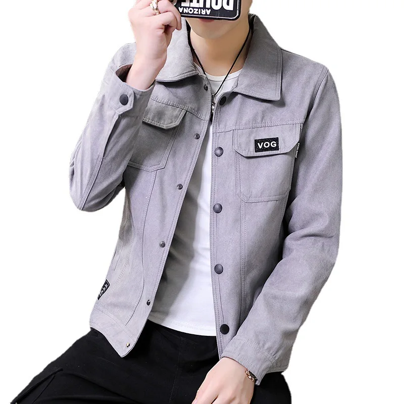 

2021 autumn men's autumn new Korean version of the trend tools denim coat men's casual autumn jacket male