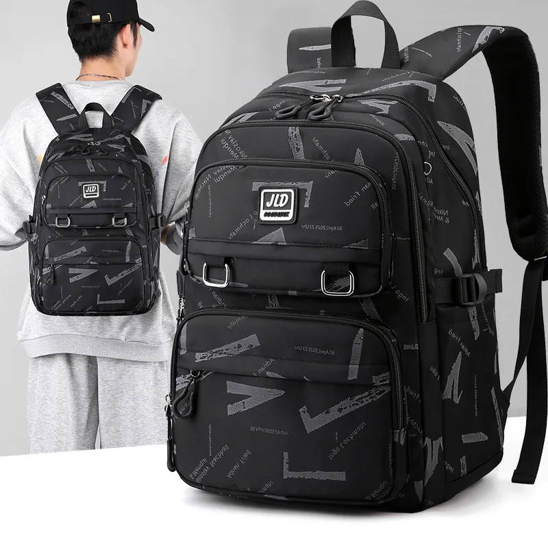 

New Boys School Bag Nylon Backpack Travel Rucksack Multi Pockets Waterproof Casual Daypack Schoolbag for Men Student Teenager