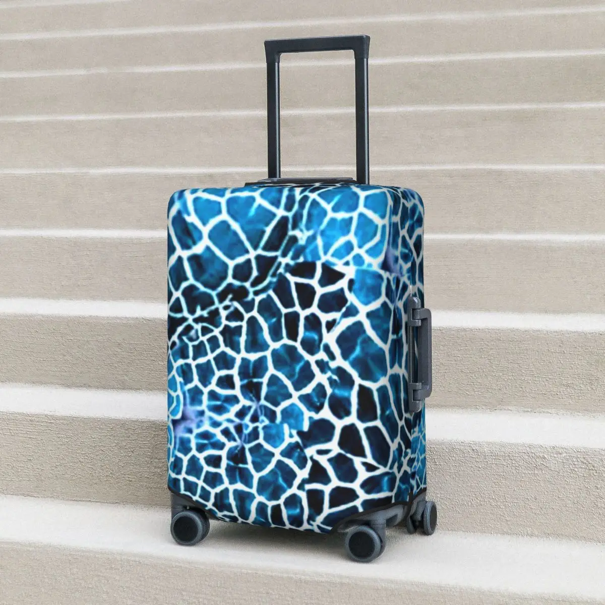 

Giraffe Print Suitcase Cover Blue and White Cruise Trip Protector Vacation Practical Luggage Supplies