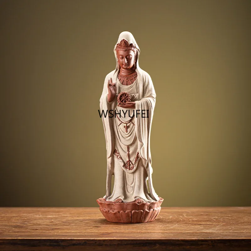 Статуи Будды Бодхисаттвы Гуаньинь керамические статуи лампа круг для гостиной