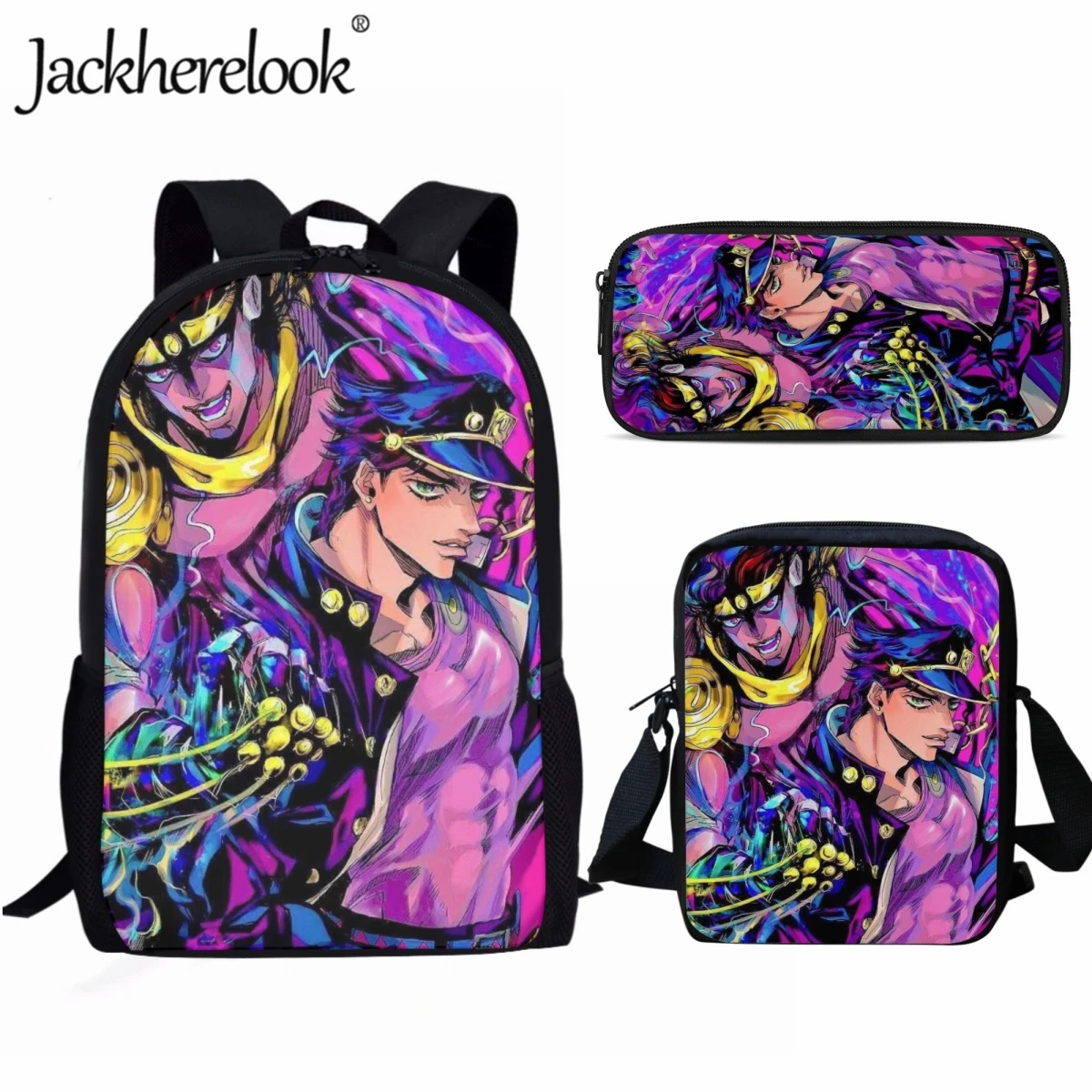 Jackherelook Fashion Kids School Bags JoJo's Bizarre Adventure Japanese Anime Casual School Backpack for Boys Sports Book Bags