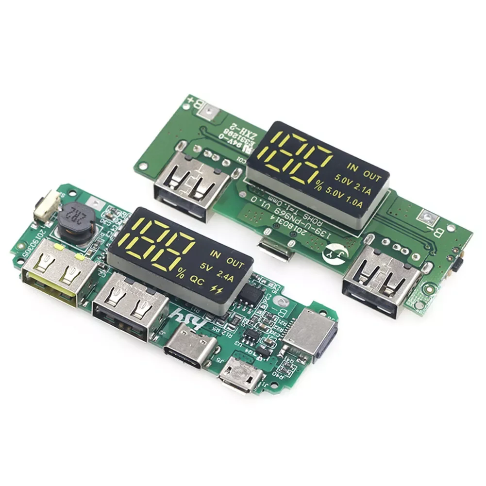 

Battery Charger Board LED Dual USB 5V 2.4A Micro/Type-C USB Mobile Power Bank 18650 Charging Module Circuit Protection