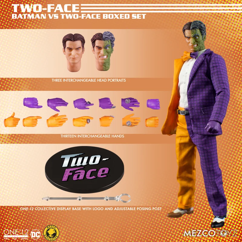 Фото Оригинальный набор фигурок MEZCO One:12 Collective Golden Age Batman vs Two Face в коробке, в наличии, коллекционная модель, игрушки для любителей экшн-фигурок. №5