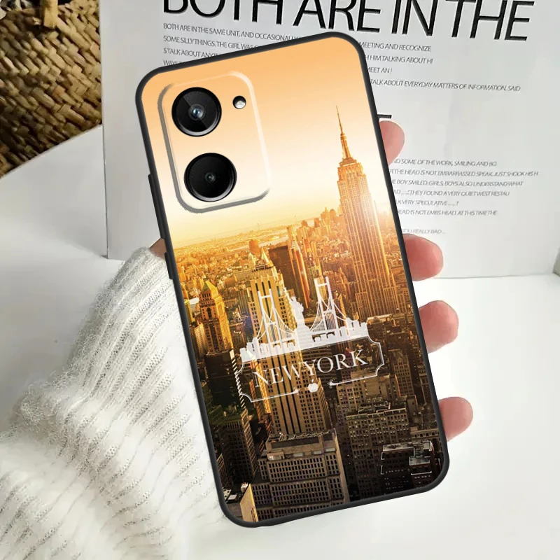 Чехол с отделением Нью-Йорка для Realme C55 C53 C51 C35 C33 C30 C67 C21Y C25s C15 9 10 12 11 Pro Plus GT Neo5