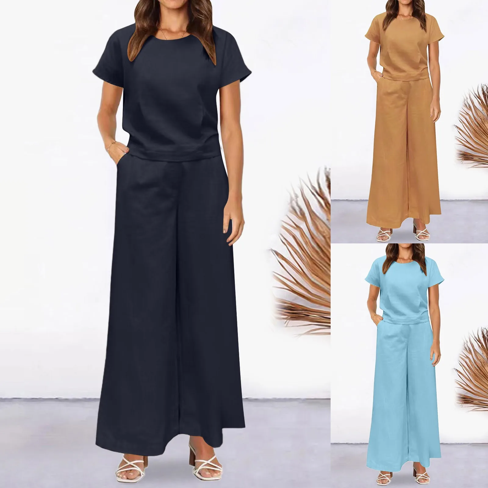 Женский летний топ без рукавов с круглым вырезом короткий на пуговицах брюки