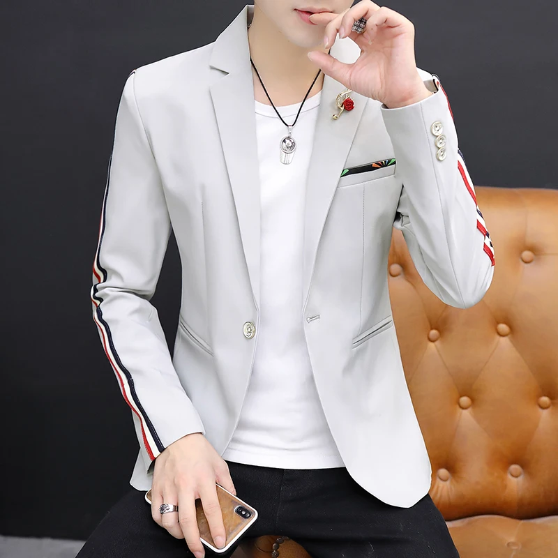 

Autumn Clothing New Men's Suit Jacket Korean Slim Fashion Hairdresser Social Boy Blazer Nightclub Dance Stage Men's Clothing