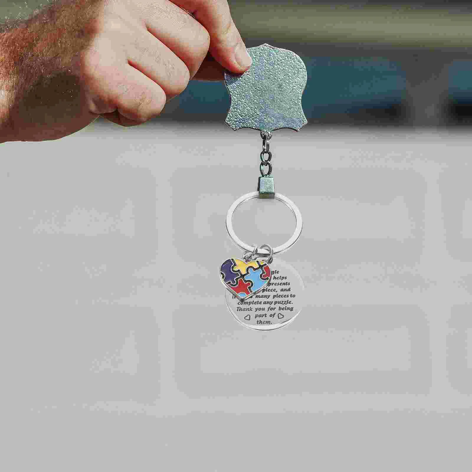 

2pcs Colorful Puzzle Key Chain Puzzle Piece Key Ring Kids Recovery Stainless Steel Key Ringss