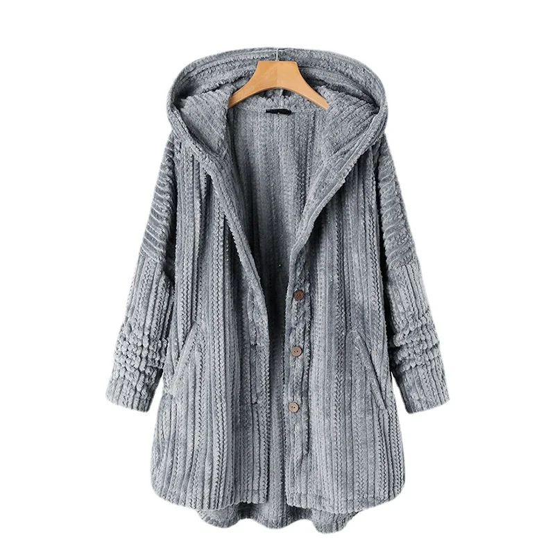 Plush Warm Winter Coat For Women Large Size 4Xl 5Xl 6Xl Hooded Single-Breasted Loose Casual Long Sleeve Cotton Jacket