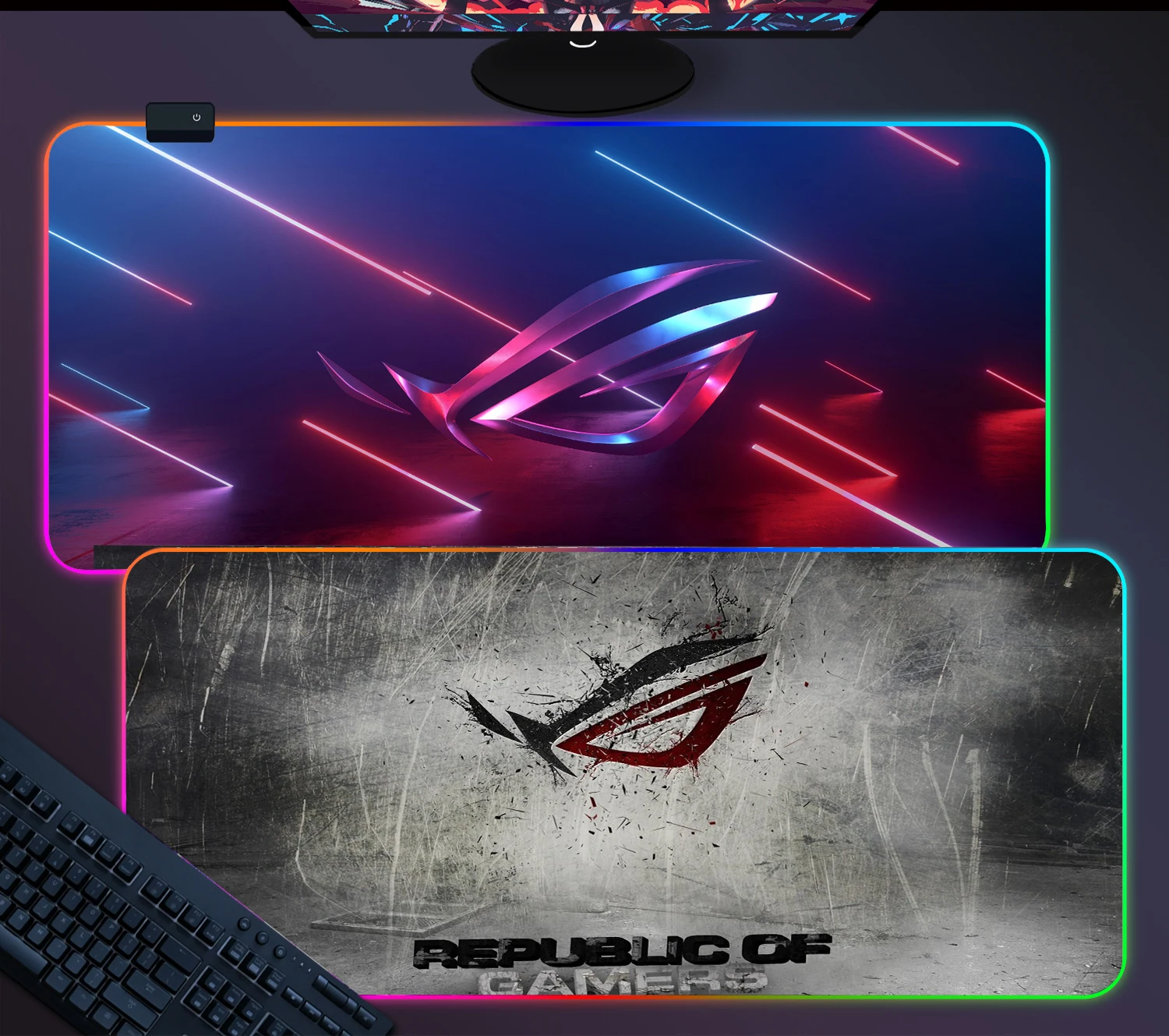 

LOGO Rich Man's Eye RGB Luminous Mouse Pad Mouse Pad Large Waterproof Mouse Pad Gaming Accessories Laptop Gamer Keyboard DeskPad