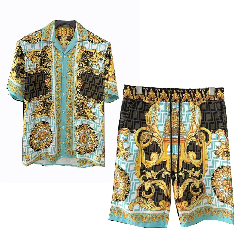 Мужская модная повседневная ткань в стиле барокко большого размера с короткими