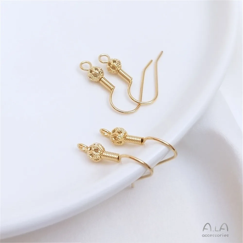 

14K Gold Filled Plated Hollow ball spring ear hook diy earring accessories handmade material