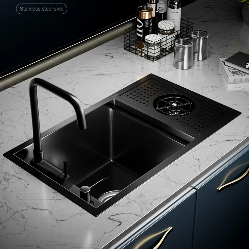 

Черная мойка из нержавеющей стали 304, мойка стаканов высокого давления, многофункциональная чашка для молока, чая, кафе, напитков, бара, дома, кухни