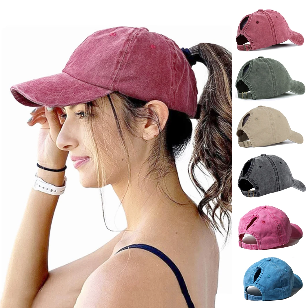 S Female Messy High Bun Women's Caps